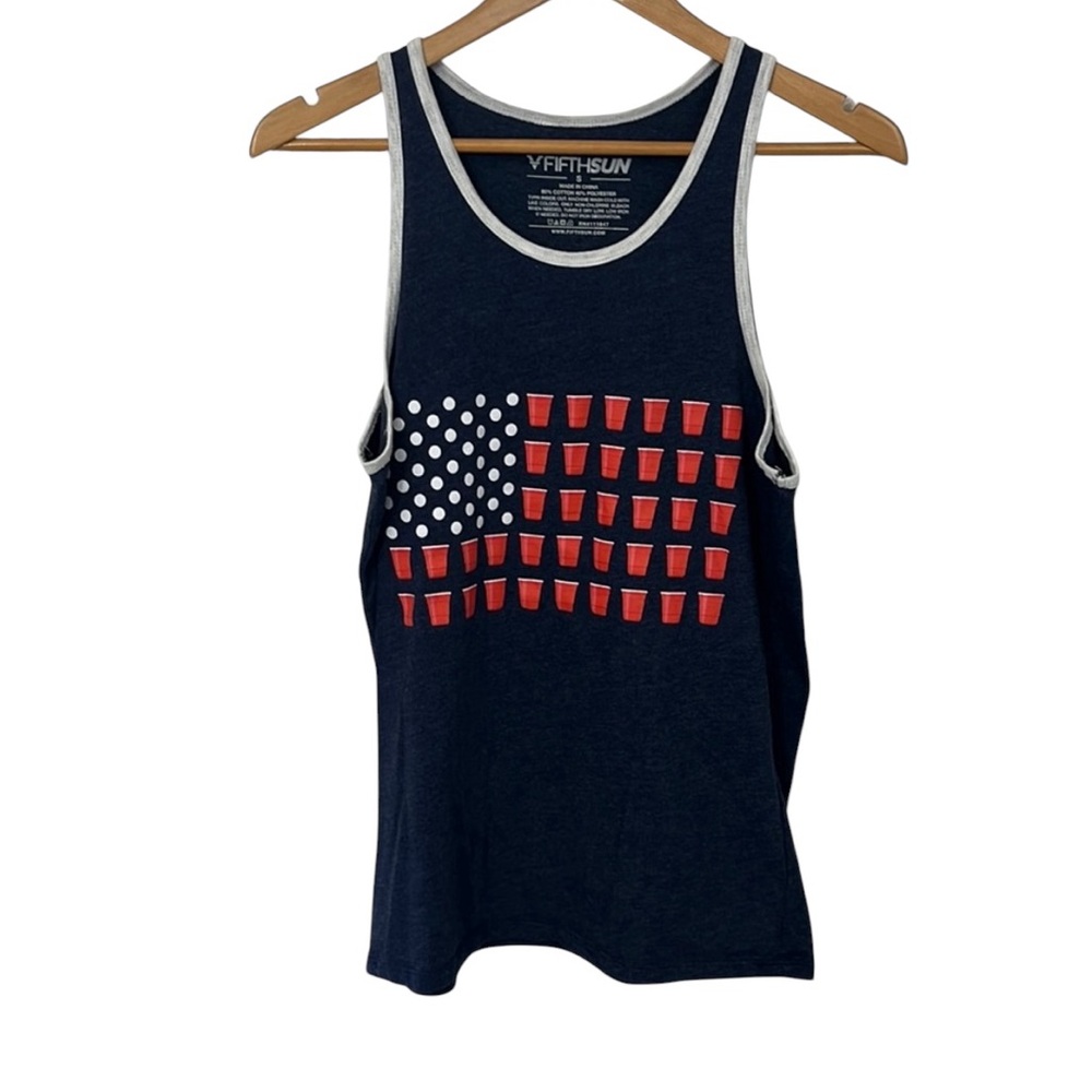 BB2- Mens small mens 4th of july tank top size S FIFTHSUN Beer Pong Red Solo Cup